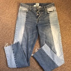 Super cute and slimming double paneled jeans!